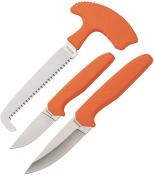 BR0553 Browning – Sharp Ridge 3-Piece Set | Skinner + Caper + Scie Os | Lames Acier 8Cr13MoV | Manche Caoutchouc Orange | Étui Nylon Renforcé - Livraison Gratuite