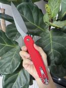 DGRFM031RDSW Couteau Daggerr Parrot Red Lame Spear Point Acier VG10 Button Lock - Livraison Gratuite