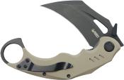 KUB261G Couteau Kubey Wrath Karambit Tan Lame Acier 14C28N Blk IKBS - Livraison Gratuite