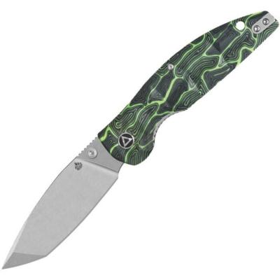 QS158C1 Couteau QSP Turtle Punk Black/Green Lame Tanto 14C28N IKBS - Livraison Gratuite