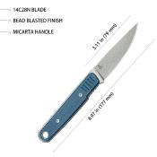 KUB356B Couteau Kubey JL Fixie Blue Lame Acier 14C28N Beadblast Etui Kydex - Livraison Gratuite