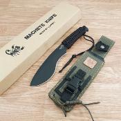 L101062B Kukkri Linton Cutlery Machete Black Lame Acier Inox Etui Green Nylon - Livraison Gratuite