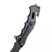 RR1593 Couteau Tactical Rough Ryder Rescue Lame Acier 440 Drop Point Blade Aluminium Handle Linerlock Clip