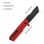 KUB104D Couteau Kubey Avenger Red G10 Lame Tanto Acier D2 IKBS - Livraison Gratuite