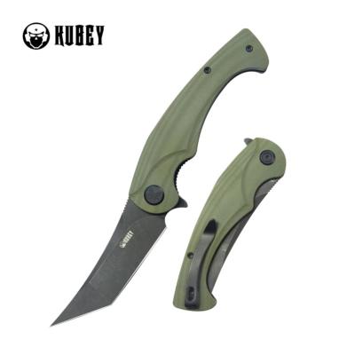 KUB175B Couteau Kubey Scimitar Green G10 Lame Tanto Blackwash Acier 14C28N BLK IKBS - Livraison Gratuite