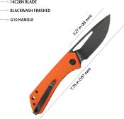 KUB331O Couteau Kubey Thalia Orange Front Flipper Lame Acier 14C28N IKBS - Livraison Gratuite