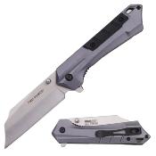 TF1047GY Lot de  2 Couteau Semi Automatique Tac Force A/O Gray/Black Lame Cleaver Acier 3Cr13 - Livraison Gratuite