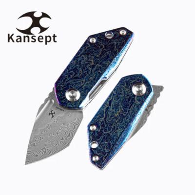 K3044D2 Couteau Kansept Rio Blue Titane Lame Acier Damas - Livraison Gratuite