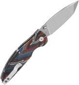 QS158A1 Couteau QSP Turtle Punk Multicolore Lame Tanto 14C28N IKBS - Livraison Gratuite