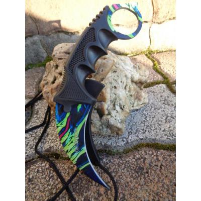 Karambit Green Camo Acier 3Cr13 Manche Abs Etui M4374 - Free Shipping