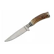 PA203455 Couteau de Chasse Manche Bois de Cerf Etui Cuir - Livraison Gratuite