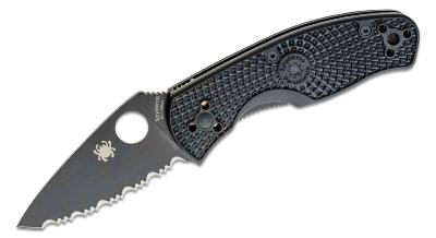 SC136SBBK Couteau Spyderco Persistence Lightweight Black Lame Acier 8Cr13MoV Serr - Livraison Gratuite