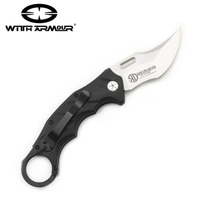 WAR040BK Karambit WithArmour Lynx Black Lame Acier 440C Button Lock Etui Nylon - Livraison Gratuite