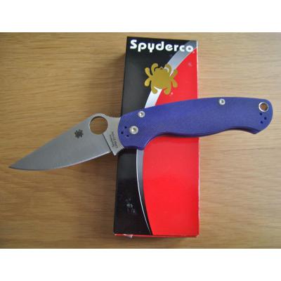 Couteau Spyderco Para-Military 2 Lame Acier CPM-S110V Manche Dark Blue G-10 Made In USA SC81GPDBL2 - Free Shipping