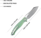 KUB239I Couteau Kubey Drake Jade Lame Acier AUS-10 IKBS Clip Titane - Livraison Gratuite