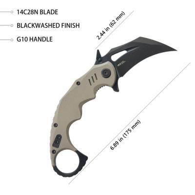 KUB262G Couteau Kubey Mini Wrath Karambit Tan G10 Lame Acier 14C28N BLK IKBS - Livraison Gratuite