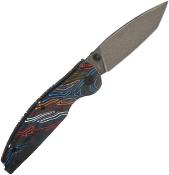 QS158A2 Couteau QSP Turtle Punk Multicolore Lame Tanto 14C28N IKBS - Livraison Gratuite