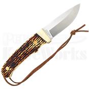 Couteau Schrade Uncle Henry Pro Hunter Lame Acier 7Cr17 Manche Delrin Façon Cerf Etui Cuir SCHPH1N - Free Shipping