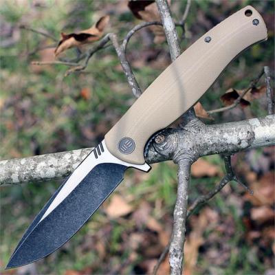 Couteau We Knife Co Ltd Lame Acier D2 Manche Tan G-10 Clip & Vis Titane 6AL4V WE703C - Free Shipping