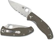 SC122GBNM4PS Couteau Spyderco Tenacious Brown Lame Acier CPM-M4 Combo Satin - Livraison Gratuite