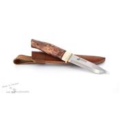 Couteau Karesuando Boar Exclusive Lame Acier 12C27 Manche Bois/Renne Etui Cuir Made In Sweden KAR3509 - Fre Shipping