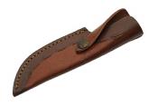 DM1335 Couteau de Chasse Lame en Damas Manche en Bois Marron Fourreau en Cuir - Livraison Gratuite