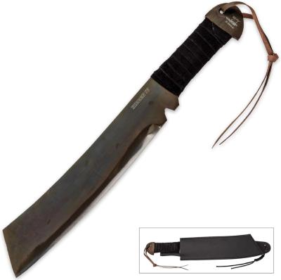 GH5007 Couteau Rambo Hibben IV Machete Acier 1090 Carbone Etui Cuir - Livraison Gratuite