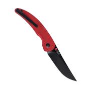 KIV3601C1 Couteau Kizer Chili Pepper Red Lame Acier 154CM Black Trailing Point Button Lock Clip - Livraison Gratuite