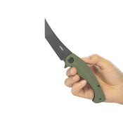 KUB175B Couteau Kubey Scimitar Green G10 Lame Tanto Blackwash Acier 14C28N BLK IKBS - Livraison Gratuite