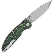 QS158C1 Couteau QSP Turtle Punk Black/Green Lame Tanto 14C28N IKBS - Livraison Gratuite