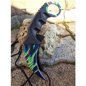 Karambit Green Camo Acier 3Cr13 Manche Abs Etui M4374 - Free Shipping