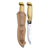 Couteau Marttiini Lynx 129 Lame Acier Inox Manche Bois Etui Cuir Made In Finland MN129010 - Free Shipping