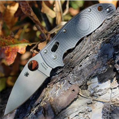 Couteau Spyderco Manix 2 Lame Acier MAXAMET Manche FRN Gray Bearing Lock Made In USA SC101PGY2 - Free Shipping
