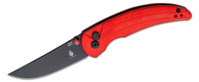 KIV3601C1 Couteau Kizer Chili Pepper Red Lame Acier 154CM Black Trailing Point Button Lock Clip - Livraison Gratuite