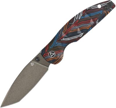 QS158A2 Couteau QSP Turtle Punk Multicolore Lame Tanto 14C28N IKBS - Livraison Gratuite