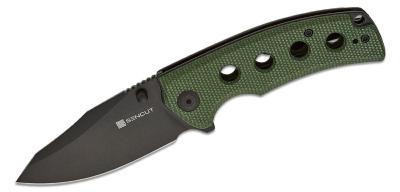 S230683 Couteau Sencut Excalis Green Lame Tanto Reverse Blackwash Acier 9Cr18MoV IKBS - Livraison Gratuite