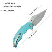 KUB181B Couteau Kubey Ceto Camping Tiffany Blue Lame Acier 14C28N SW IKBS - Livraison Gratuite