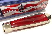 QRSB54 Couteau Queen Cutlery Trapper Red Smooth Bone 2 Lames Acier 1095 USA - Livraison Gratuite