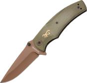 BR0466 Couteau Browning Trailside Bronze Lame Acier D2 Manche Micarta - Livraison Gratuite