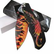 CN300549RD Lot de 3 Couteau Semi Automatique Dragon Flame Lame Acier Inox - Livraison Gratuite