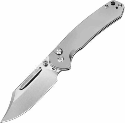 J1942TI Couteau CJRB Cutlery Pyrite Bowie Titane Lame Acier AR-RPM9 Button Lock IKBS - Livraison Gratuite