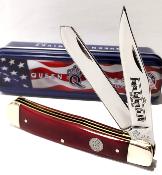 QRSB54 Couteau Queen Cutlery Trapper Red Smooth Bone 2 Lames Acier 1095 USA - Livraison Gratuite