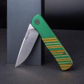 RS6051 Couteau Real Steel Karly Green/Gold Lame Acier VG10 IKBS - Livraison Gratuite