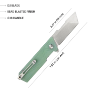 KUB104E Couteau Kubey Avenger Jade G10 Lame Tanto Acier D2 IKBS - Livraison Gratuite