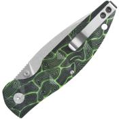 QS158C1 Couteau QSP Turtle Punk Black/Green Lame Tanto 14C28N IKBS - Livraison Gratuite