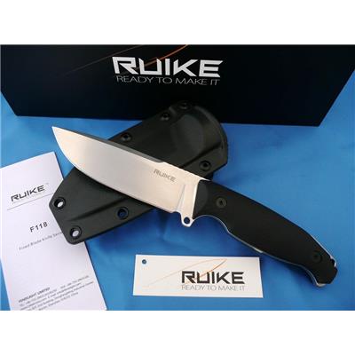 Couteau RUIKE Jager F118 Lame Acier 14C28N Manche G-10 Black Etui ABS RKEF118B - Free Shipping