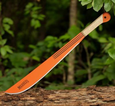 MR12718 Marbles Machete Lame Orange Acier Inoxydable Manche en Bois Naturel - Livraison Gratuite