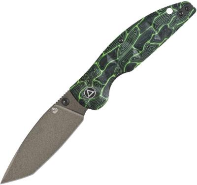 QS158C2 Couteau QSP Turtle Punk Black/Green Lame Tanto 14C28N IKBS - Livraison Gratuite