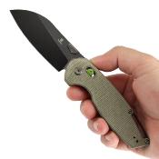 T1022V2 Couteau Tenable Model 6 Sheepfoot Lame Acier 14C28N Manche Green Micarta - Livraison Gratuite