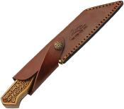 DM1387 Couteau Celtic Damas Viking Seax Lame 256 Couches Etui Cuir - Livraison Gratuite